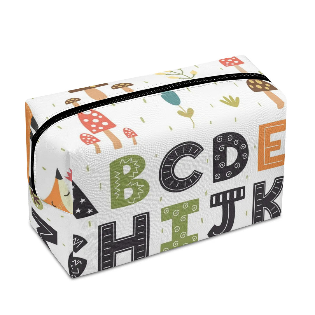 ABCD PU Cosmetic Bag - White