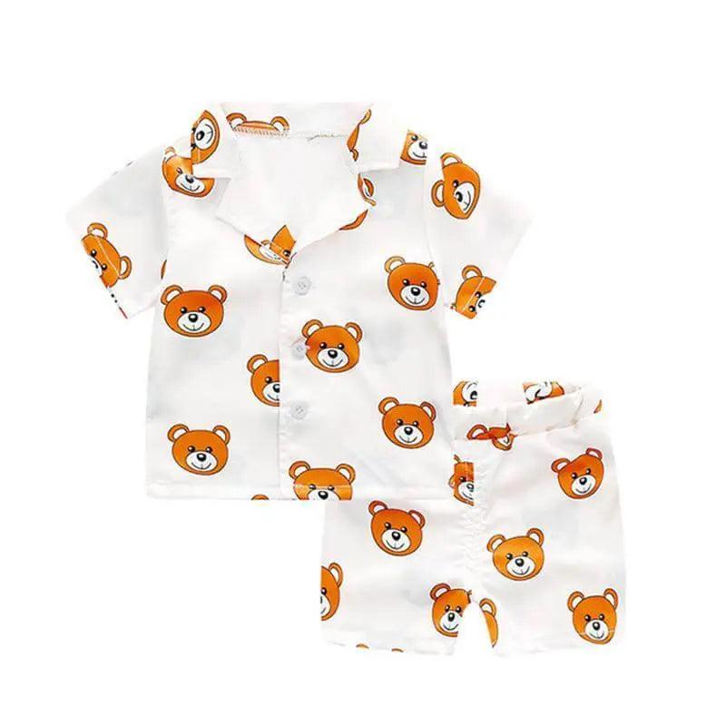 Cartoon Deer Kids Pajama Sets - White