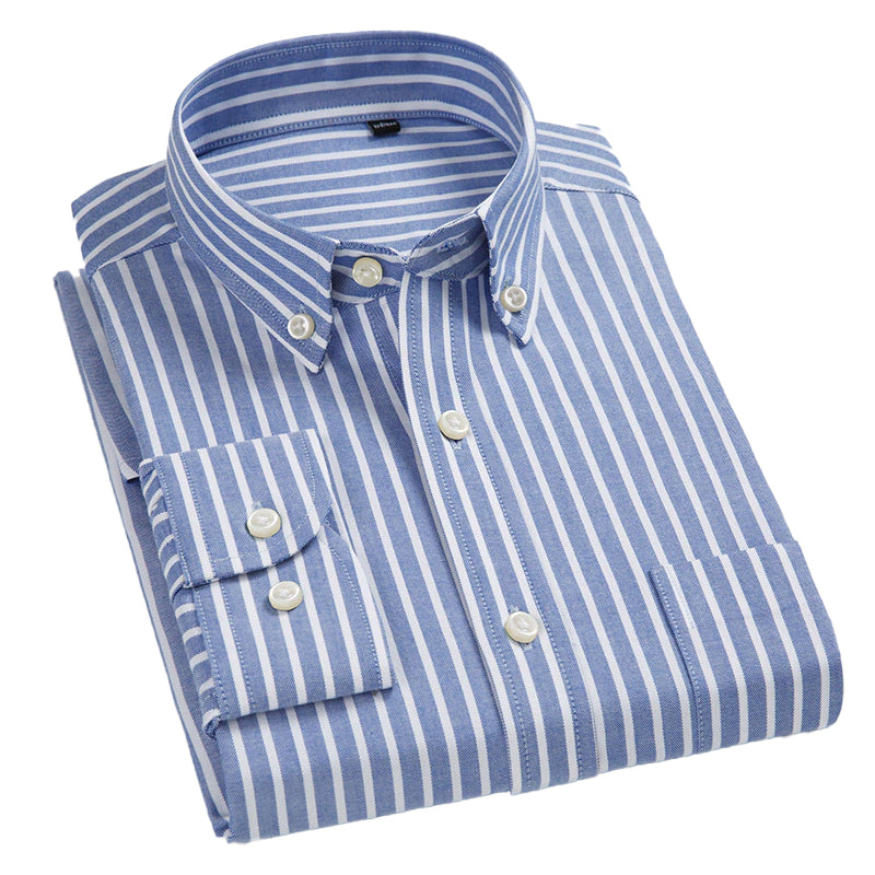 Plus Size Spring Men's Pure Cotton Shirt - Plaid