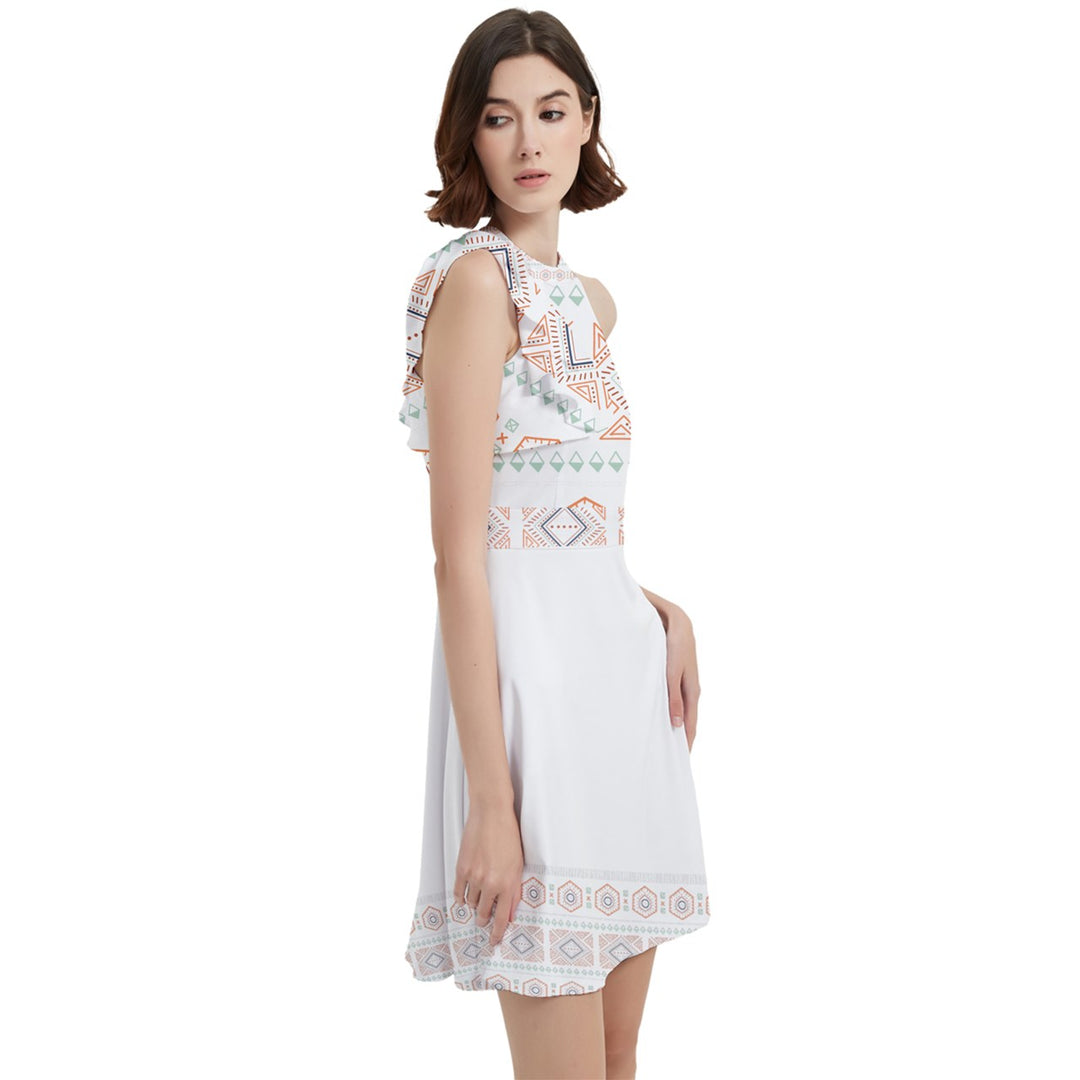Halter Sleeveless Party Dress With Pockets - Egyptian White