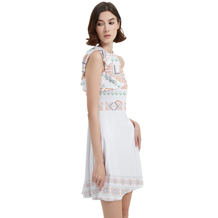 Halter Sleeveless Party Dress With Pockets - Egyptian White
