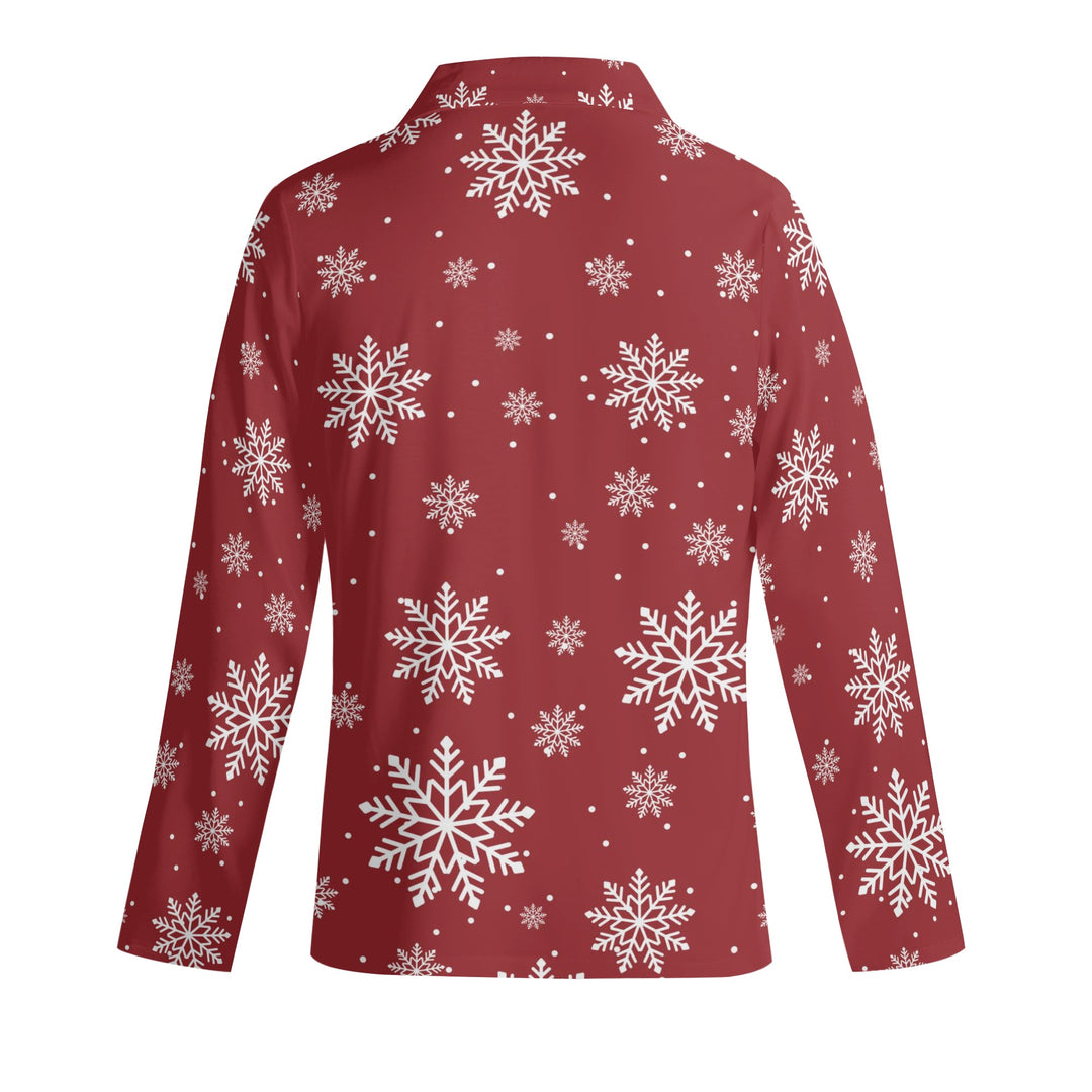 Christmas Snow Long Sleeve Pajama Set - Red