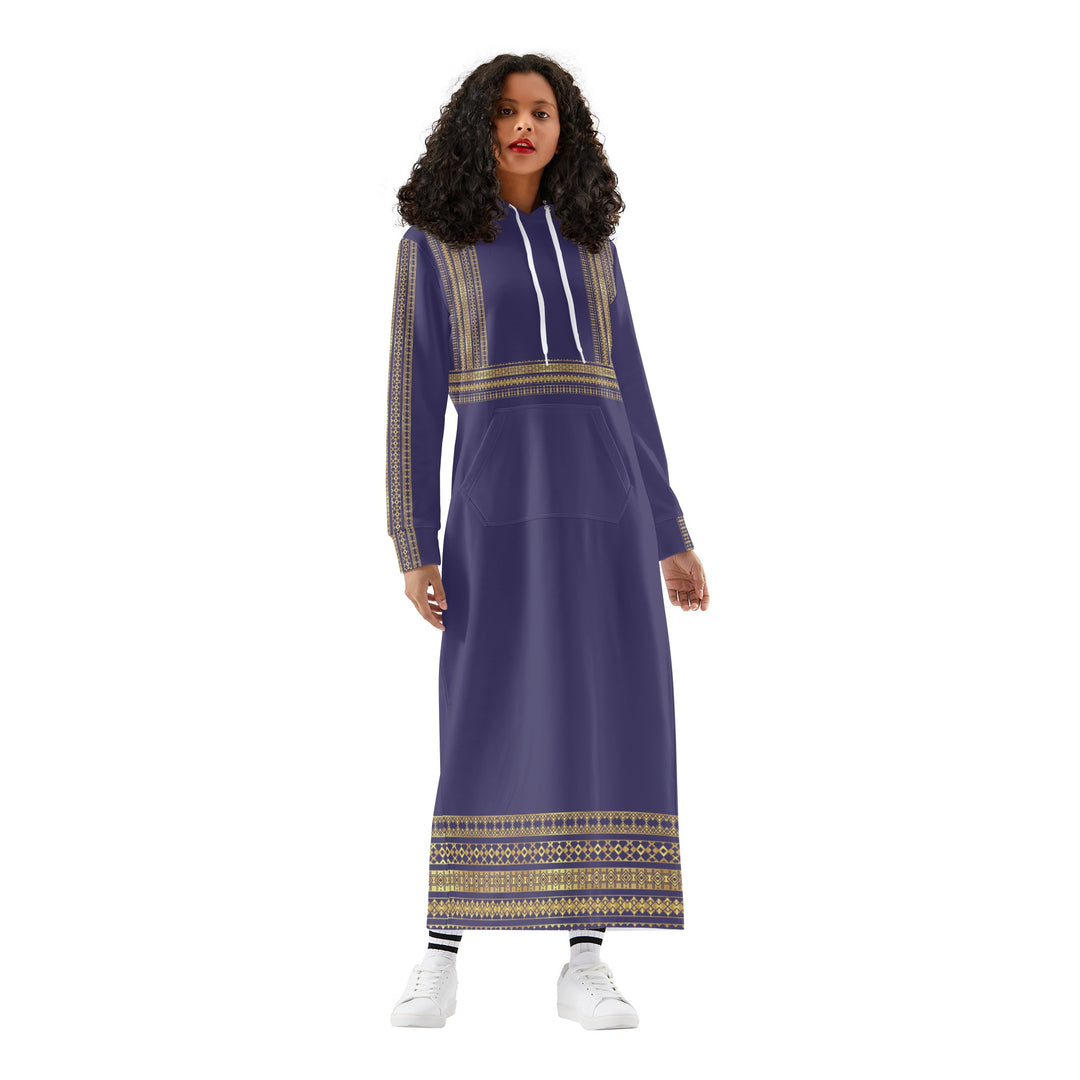 فستان نسائي فلسطيني كاجوال طويل هوديي - البنفسجي الملكي