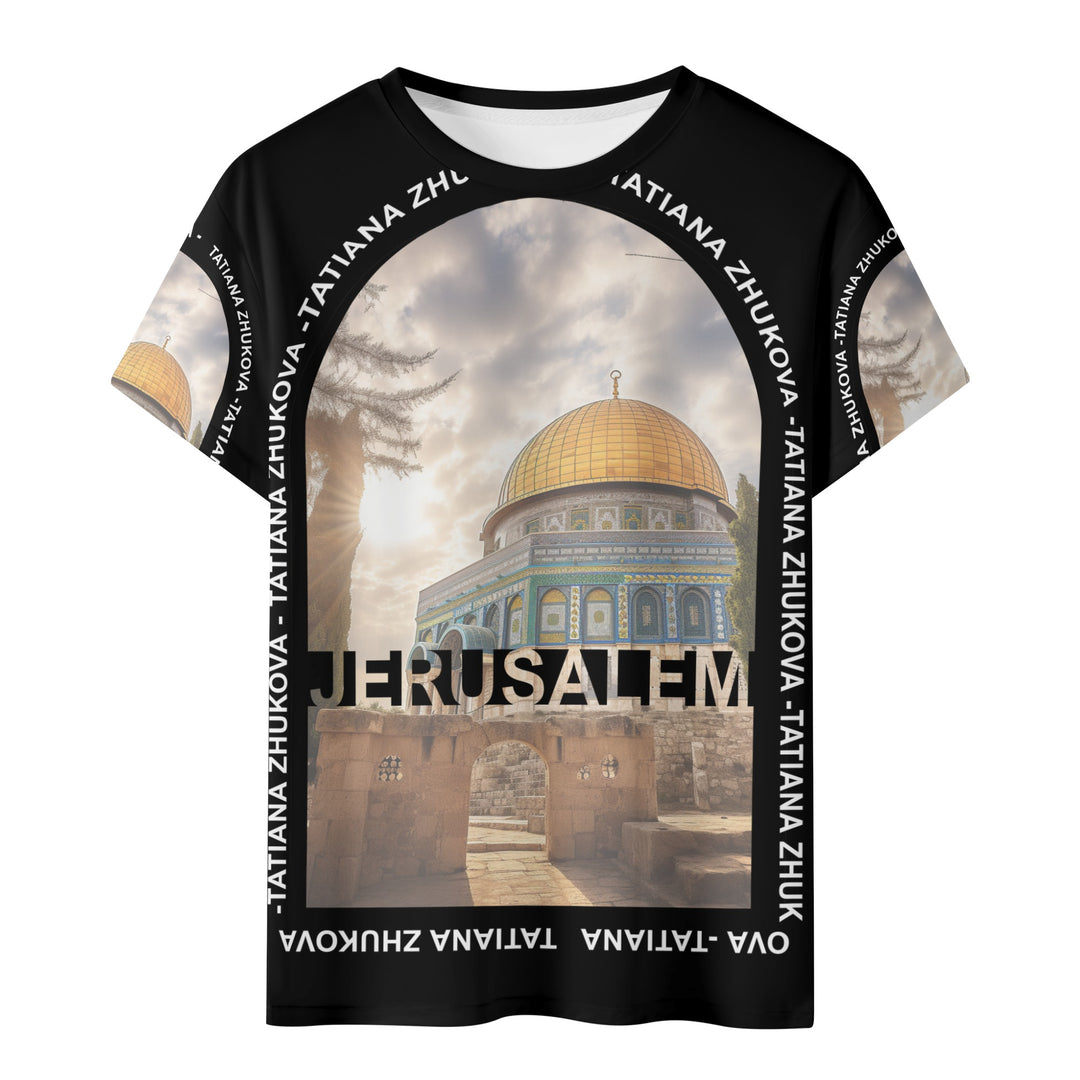 Kids Jerusalem Portrait Short Sleeve T-Shirt - Black