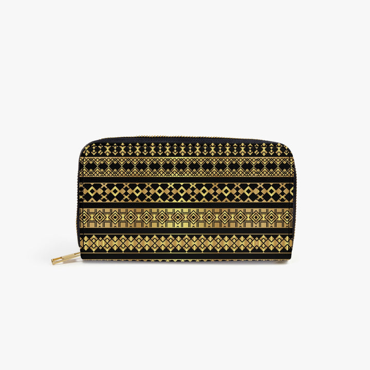 Palestine golden Decoration Strap Zipper Wallet - Black