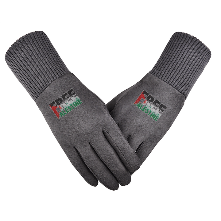 قفازات قماش سويدي للجنسين بملصق مجاني من فلسطين - رمادي