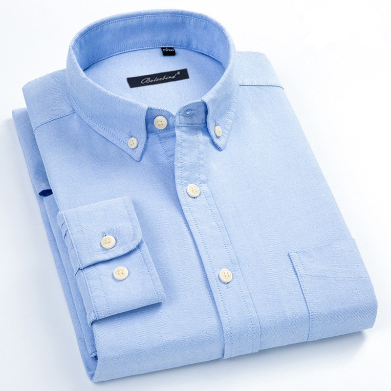 Plus Size Spring Men's Pure Cotton Shirt - Solid