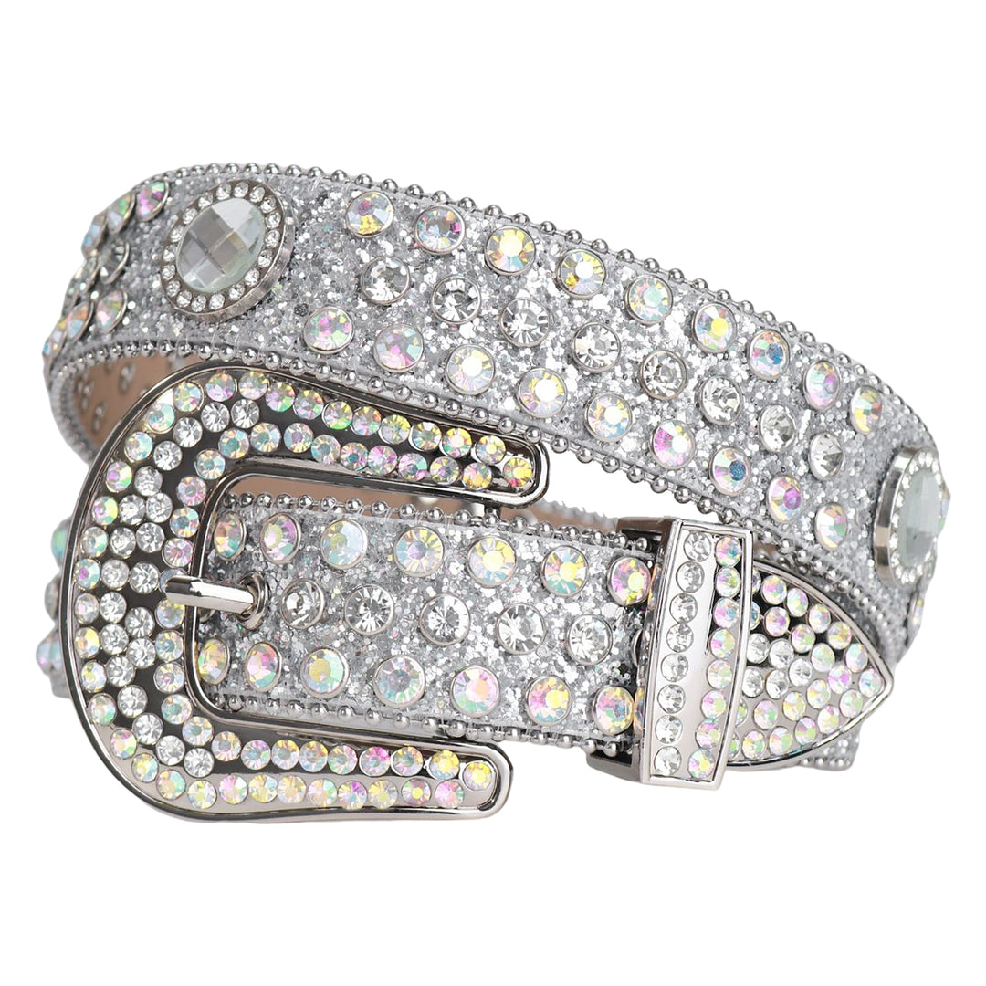 Luxury Studded Strap Diamond Belt - Silver