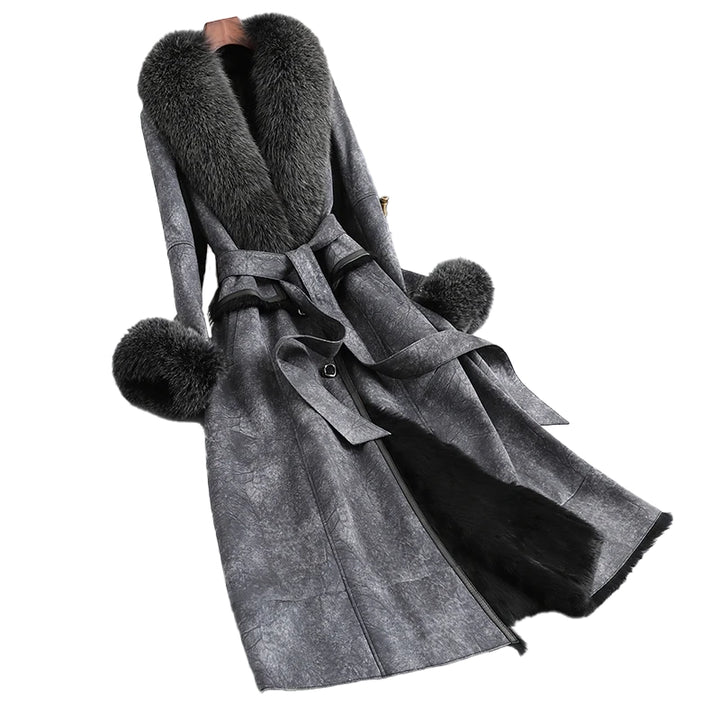 Real Fur Lining Long Coat