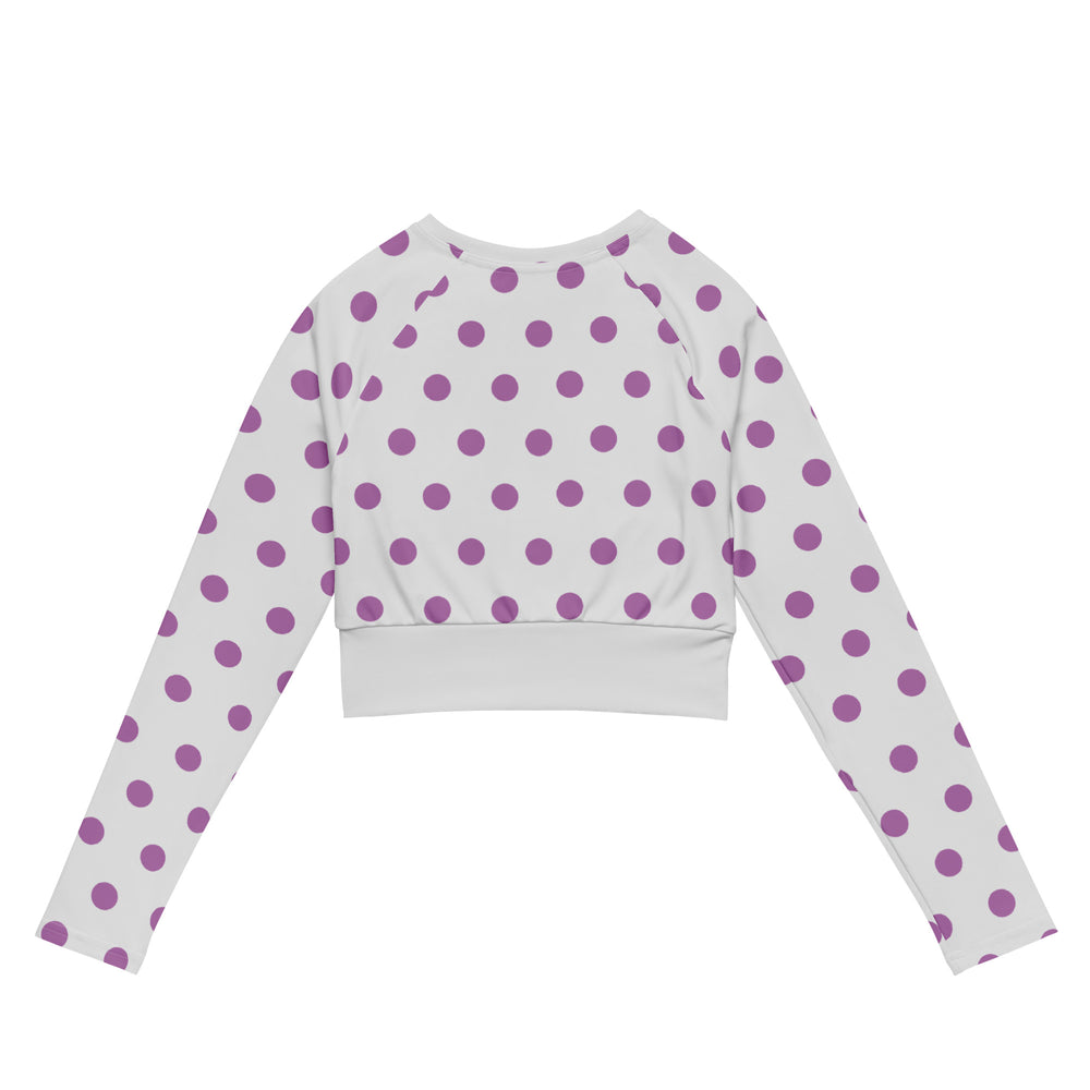 Dots Long Sleeve Crop Top  - White