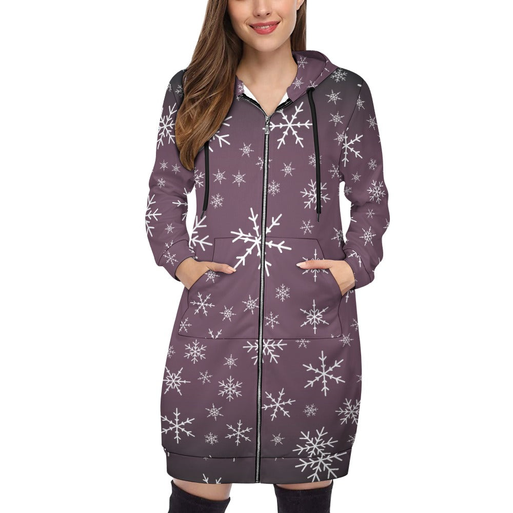 Women's Warm Snow long Hoodie - French Lilac