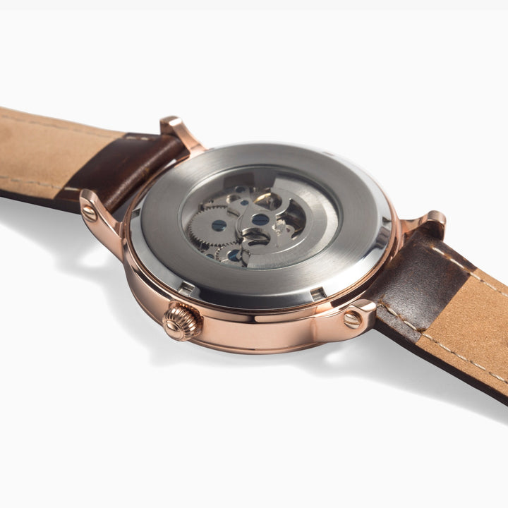 Unisex Automatic Watch (Rose Gold) - White Leather