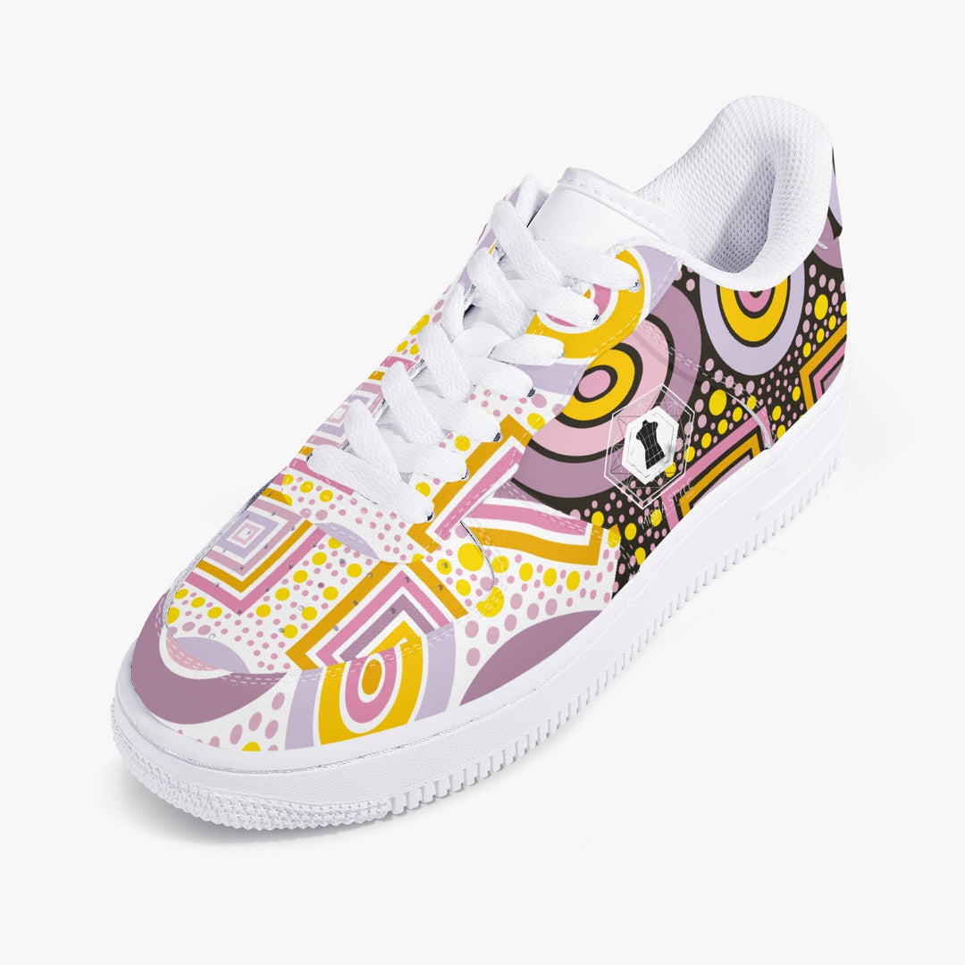 Top Leather Sports Women Sneakers -  Colorful