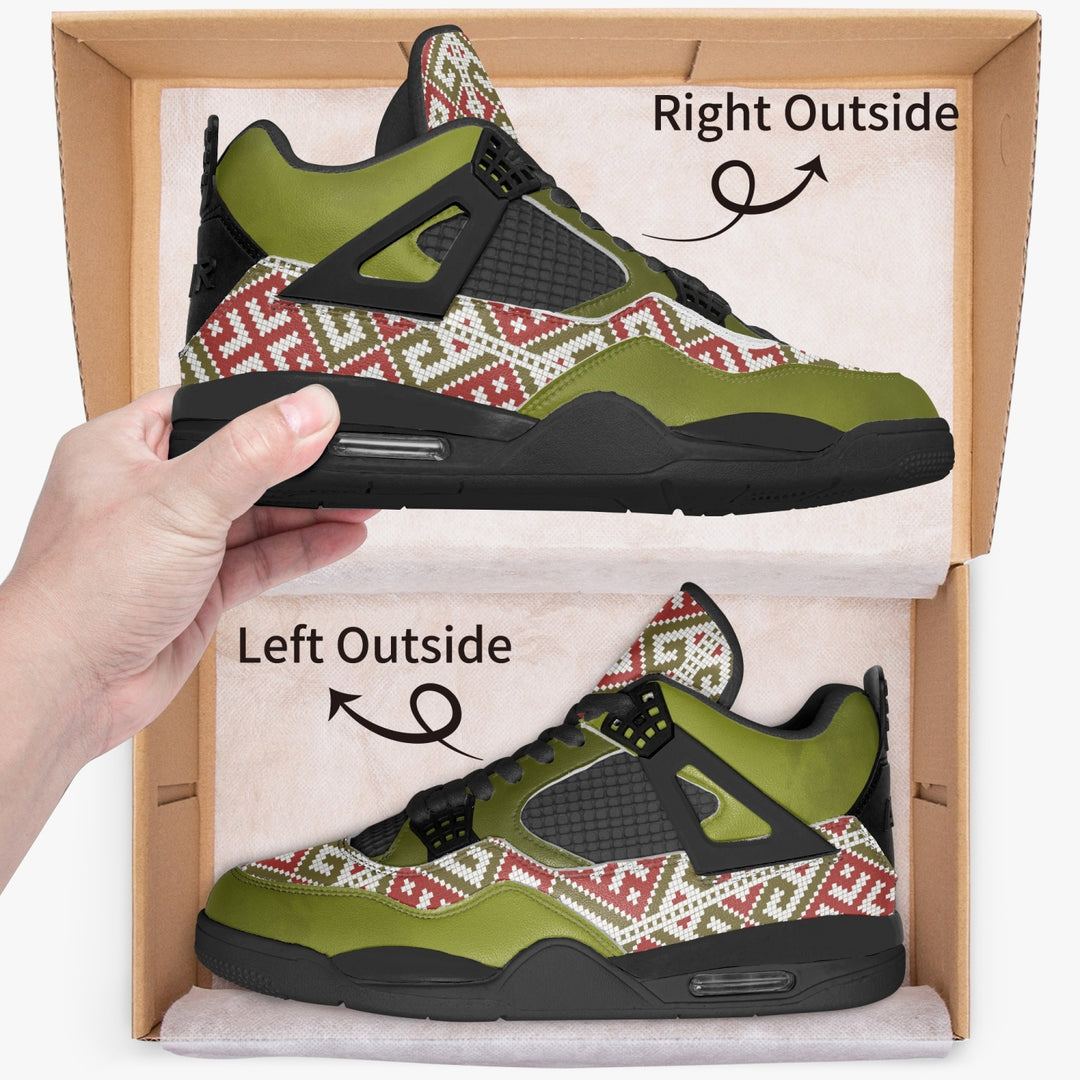 Palestine Embroidery Basketball Sneakers -Olive