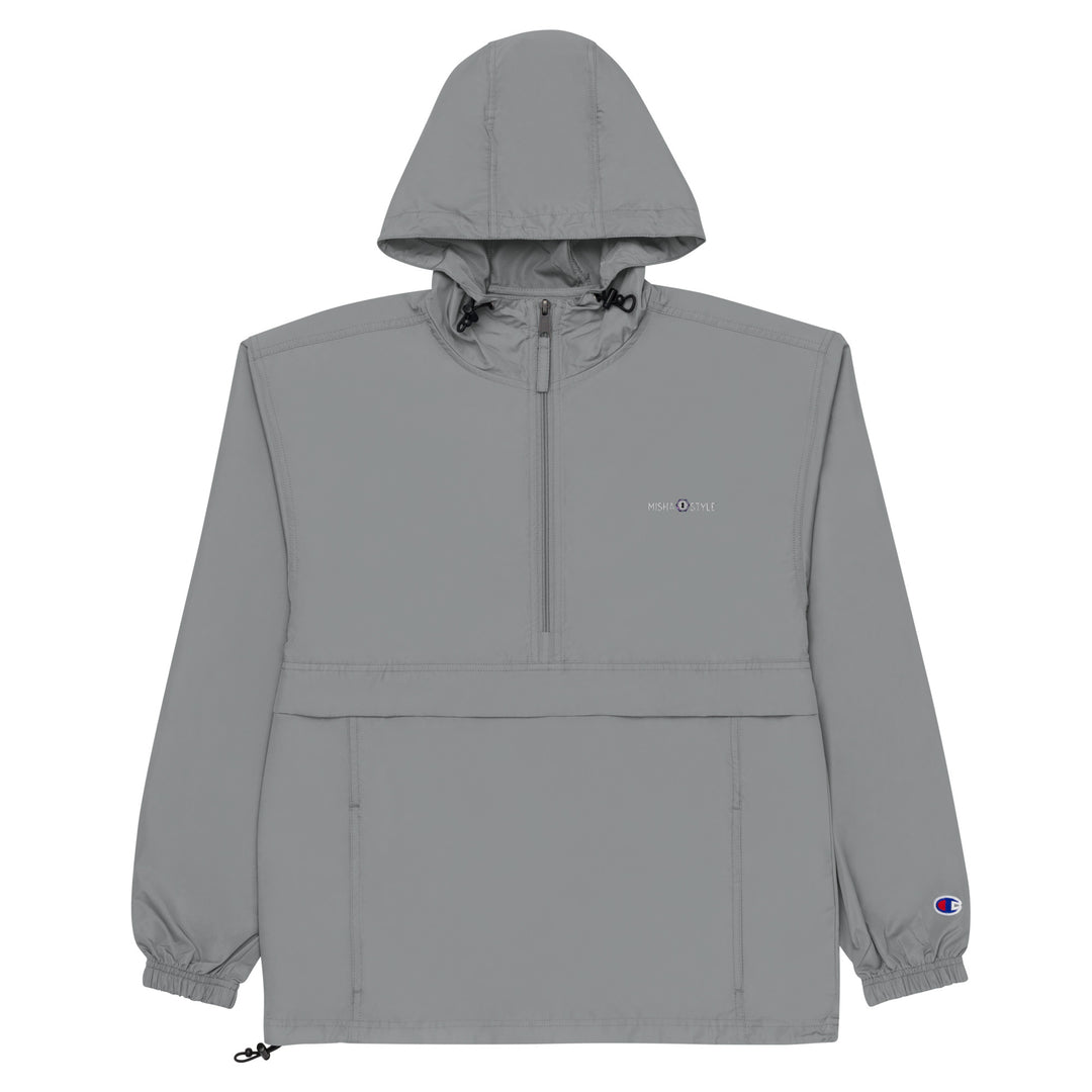 Embroidered Champion Packable Jacket - Gray