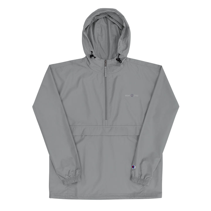 Embroidered Champion Packable Jacket - Gray
