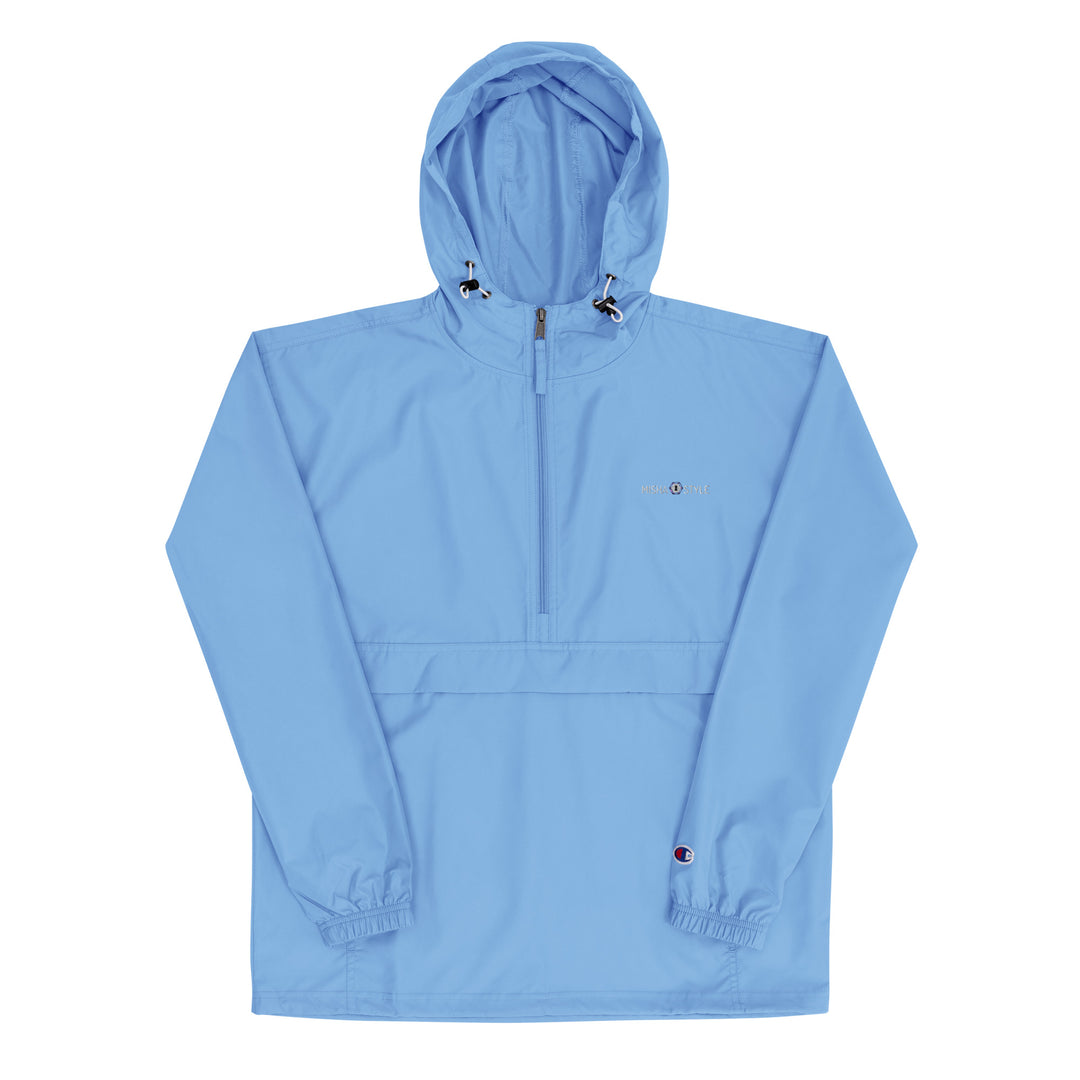 Embroidered Champion Packable Jacket - Light Blue