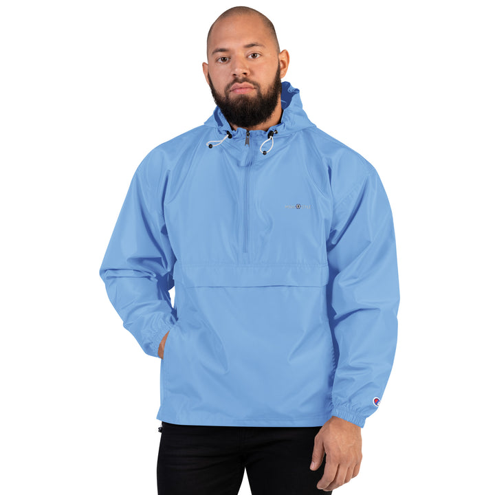 Embroidered Champion Packable Jacket - Light Blue