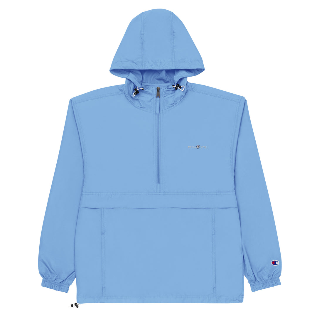 Embroidered Champion Packable Women Jacket - Light Blue