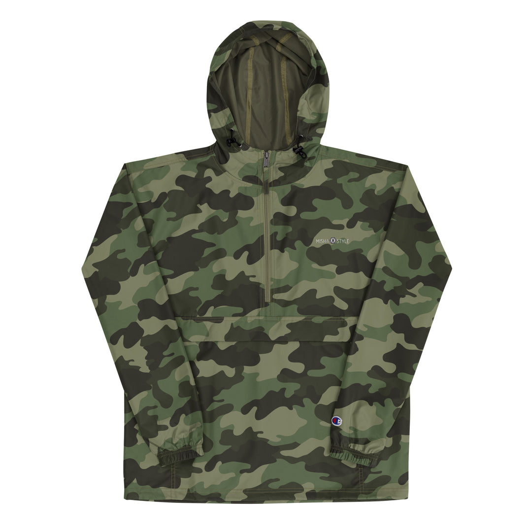 Embroidered Champion Packable Jacket - Army
