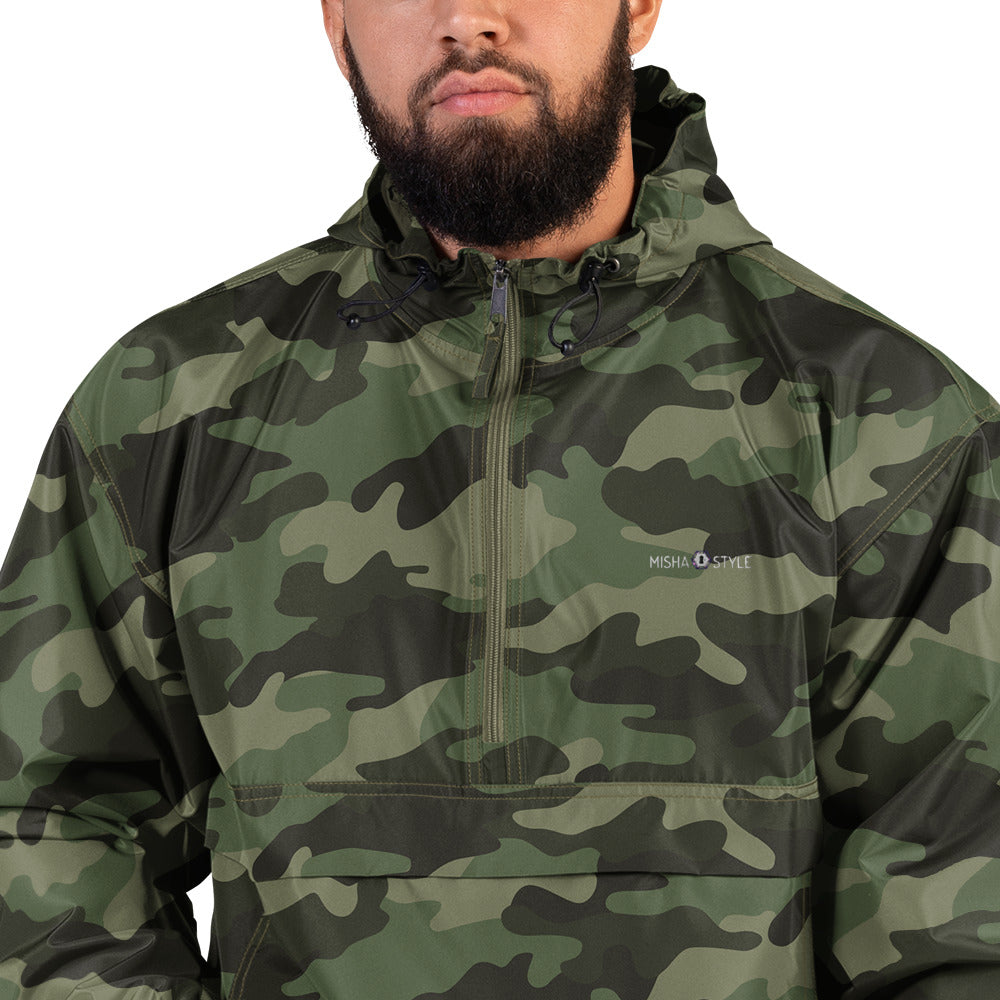 Embroidered Champion Packable Jacket - Army