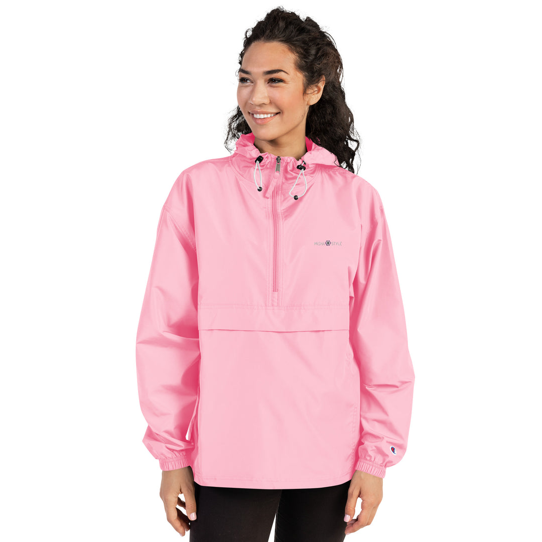 Embroidered Champion Packable Women Jacket - Pink
