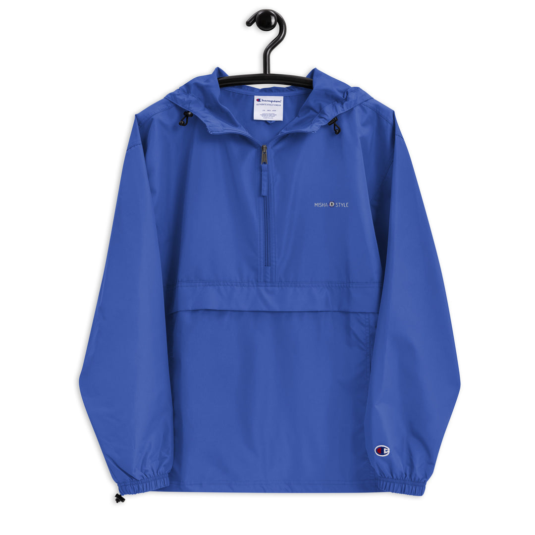Embroidered Champion Packable Women Jacket - Blue