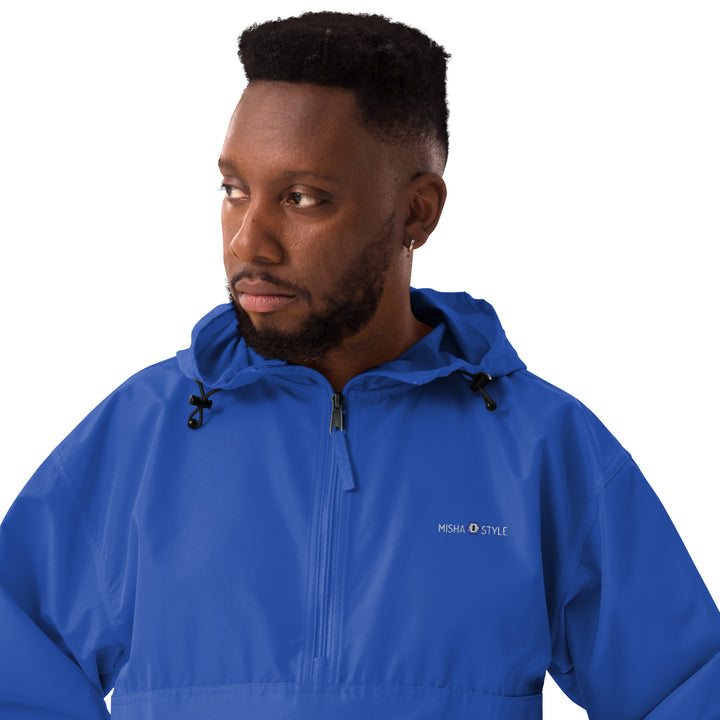 Embroidered Champion Packable Jacket - Blue