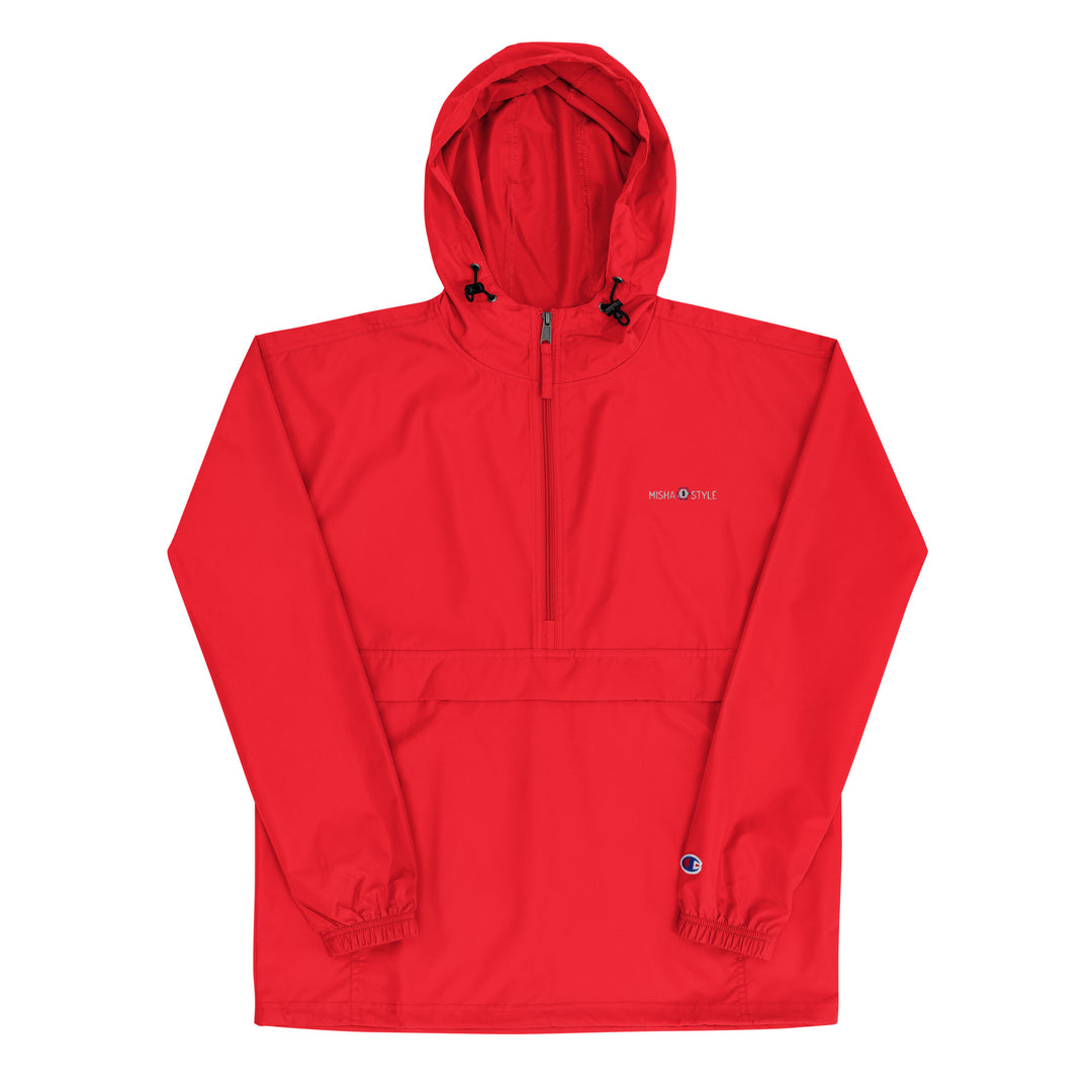 Embroidered Champion Packable Women Jacket - Red