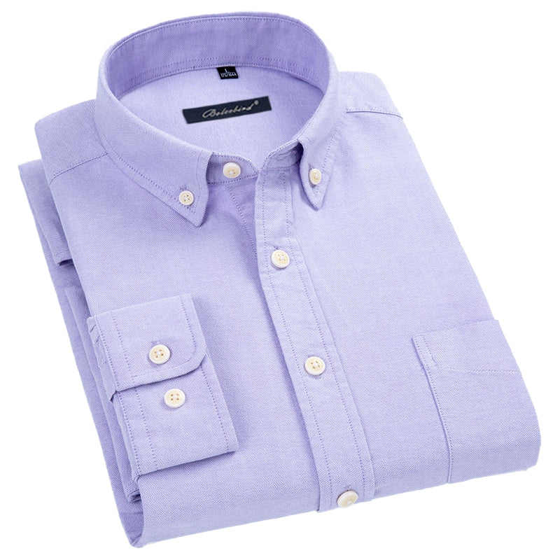 Plus Size Spring Men's Pure Cotton Shirt - Solid
