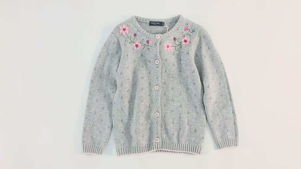 Girls Embroidery Floral Knitted Sweatshirt