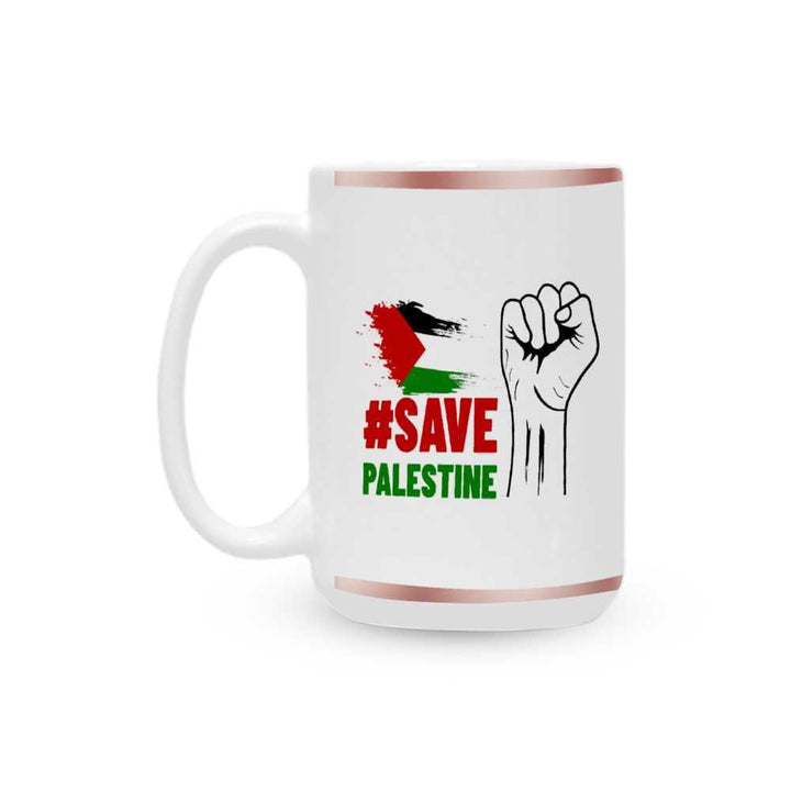 15 Oz White Ceramic Coffee Mugs - Save Palestine - Mishastyle