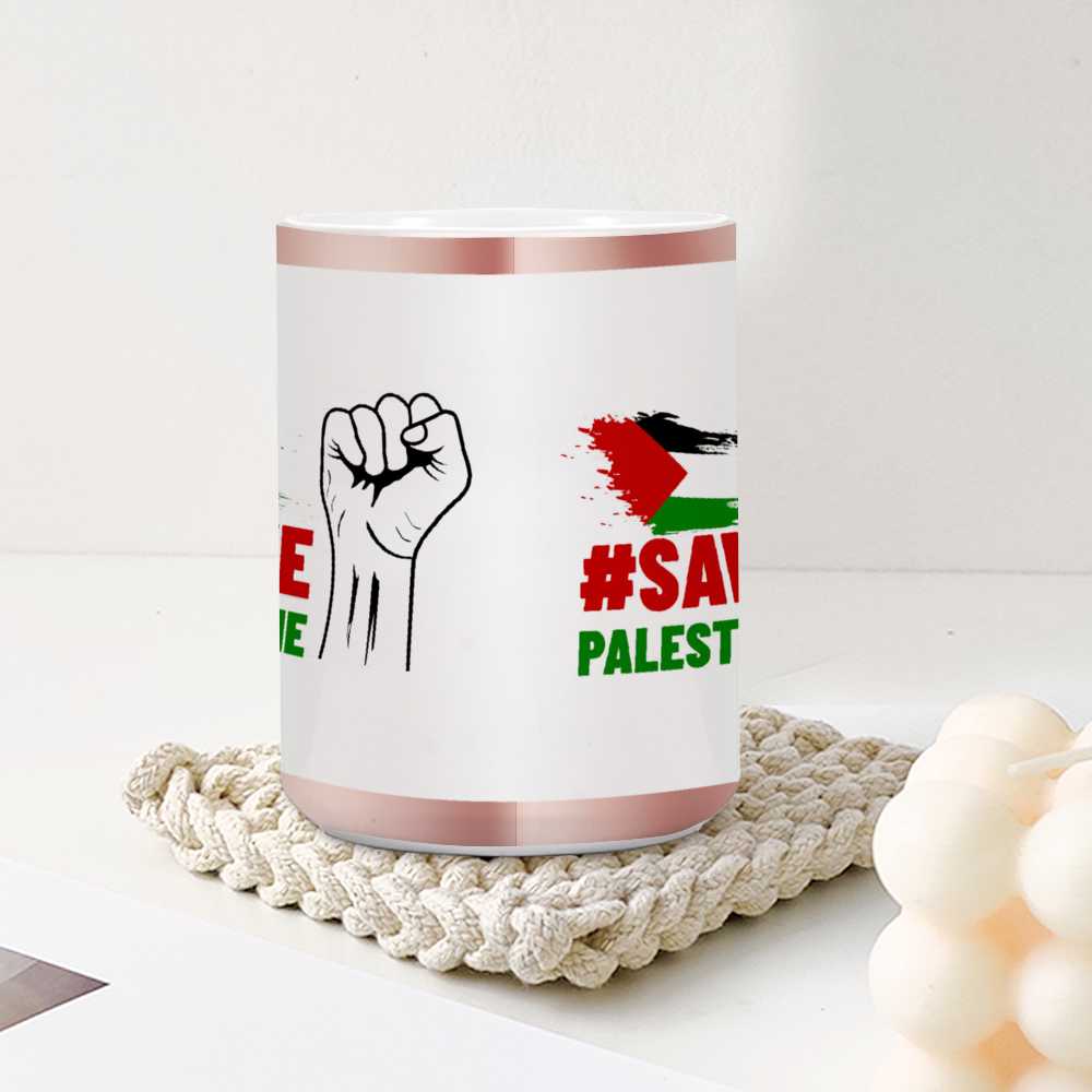 15 Oz White Ceramic Coffee Mugs - Save Palestine - Mishastyle