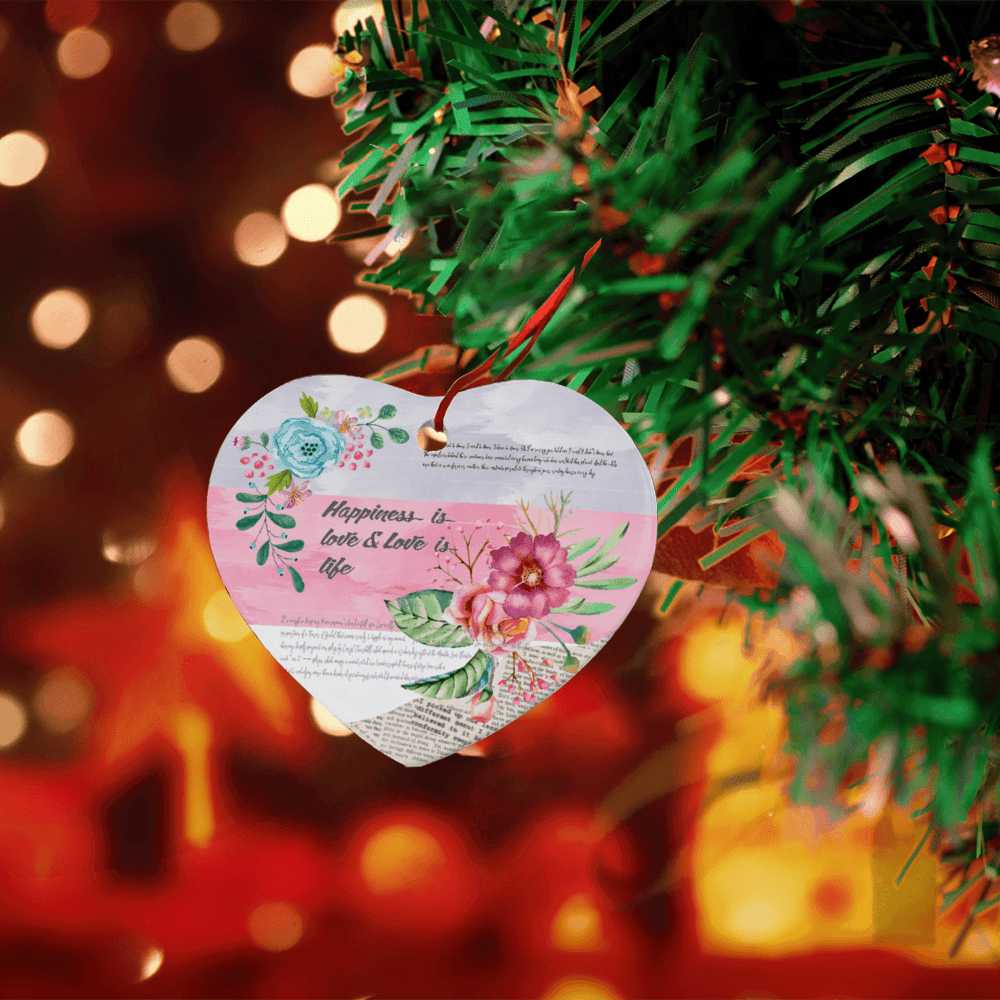 2 Sides Heart Shaped Ceramic Christmas Ornaments - Mishastyle
