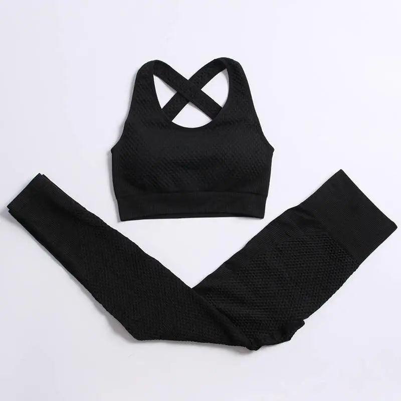 3 Piece Windproof Seamless Yoga Suits - Black - Mishastyle