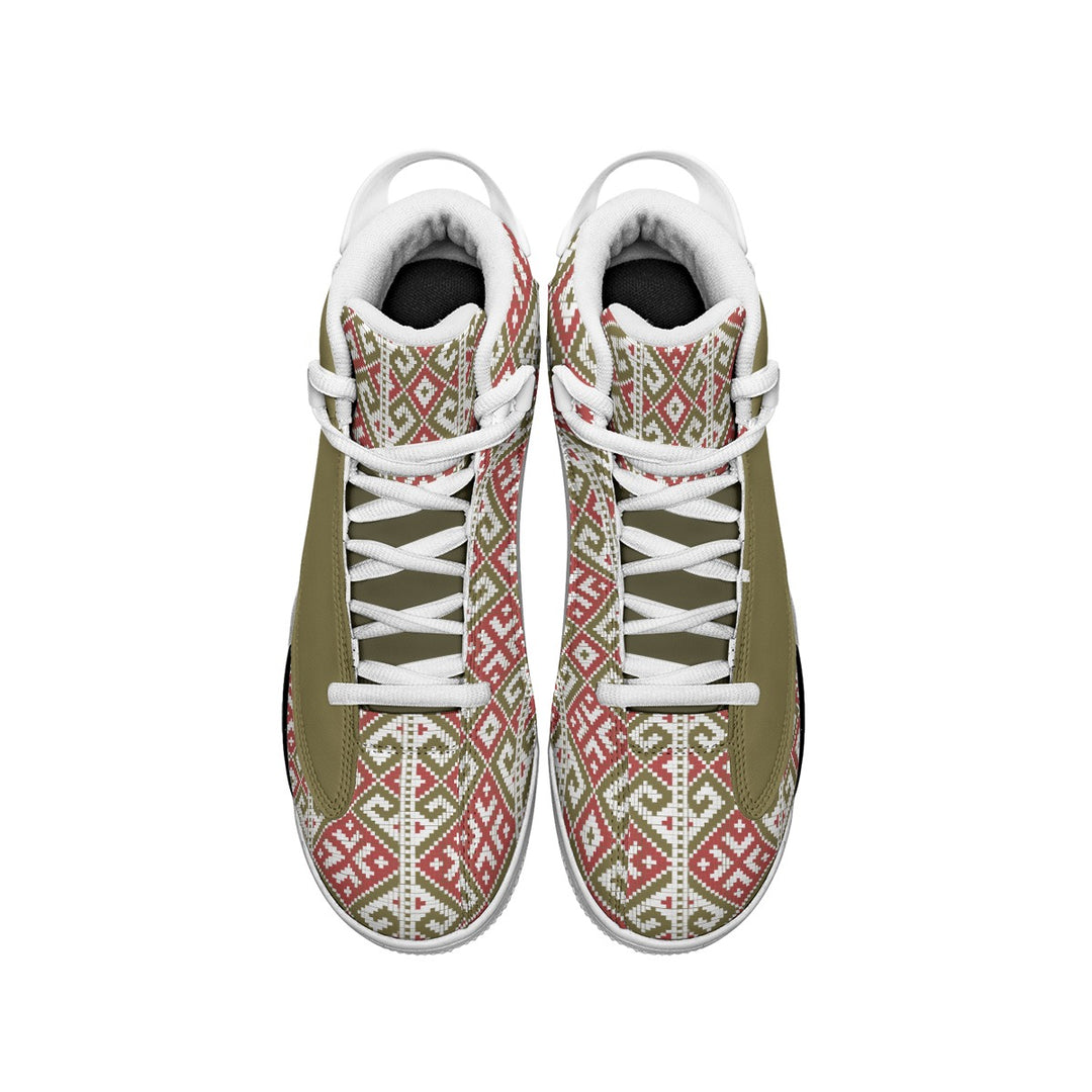 حذاء كرة سلة بطبعة فلسطينية ممتص للصدمات ومانع للانزلاق - زيتوني