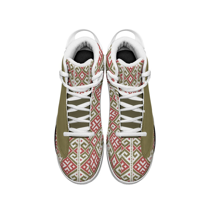 Palestinian Print Shock Absorption and Non-Slip Basketball Shoes - Olive