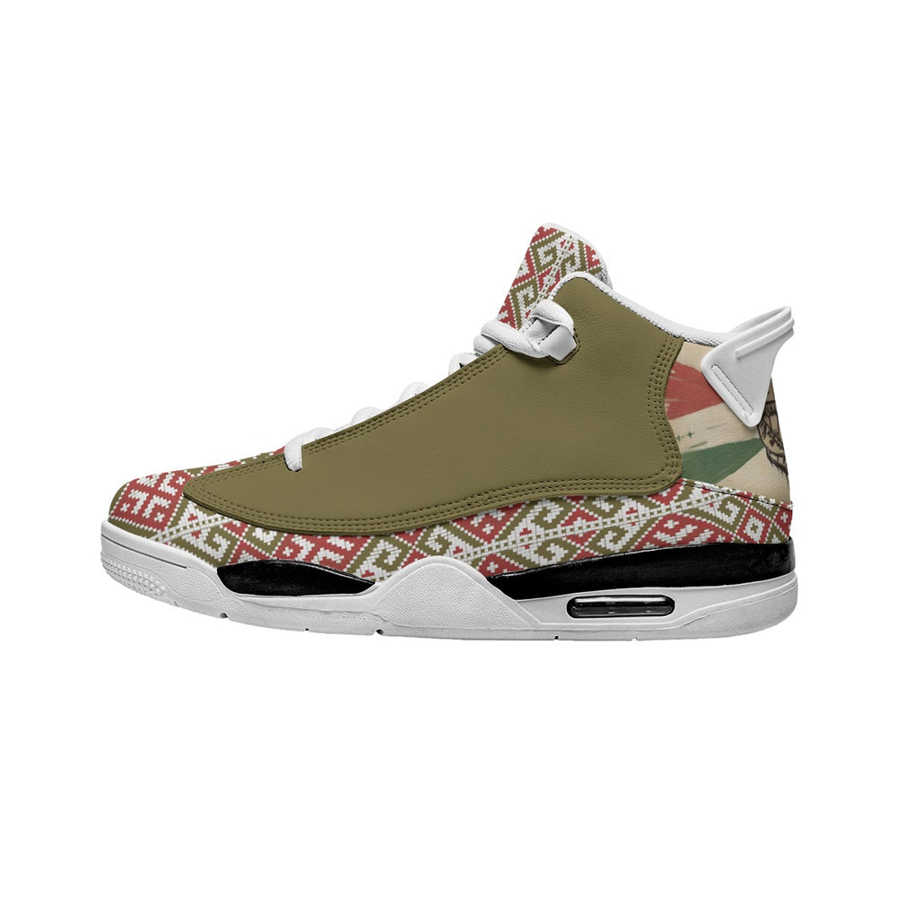 Palestinian Print Shock Absorption and Non-Slip Basketball Shoes - Olive