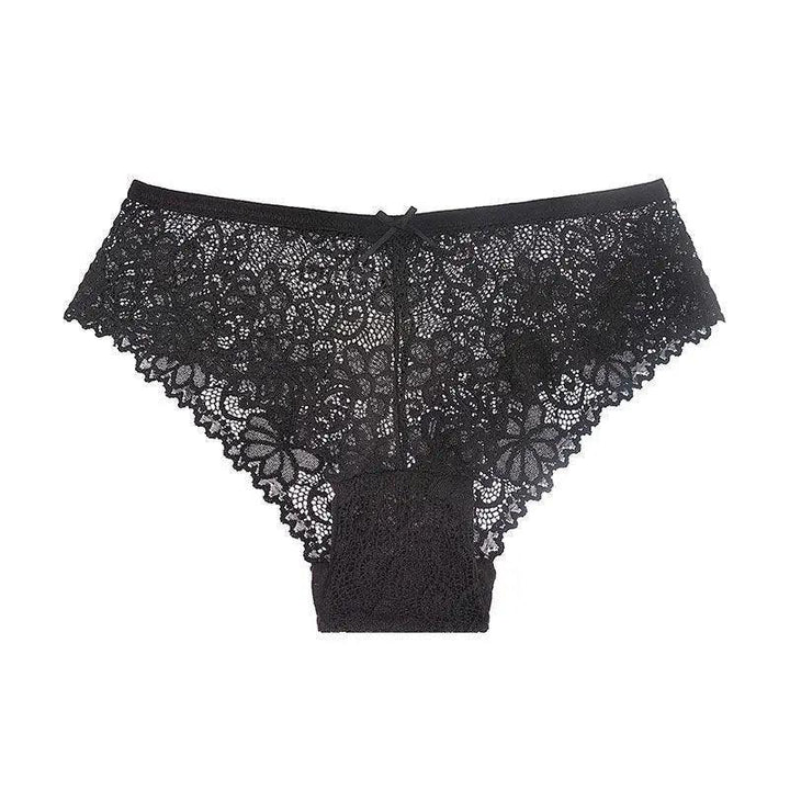 5PCS Sexy Bow transparent lace Thongs - Black - Mishastyle