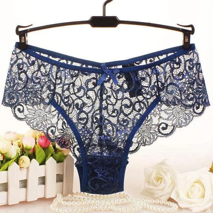 5PCS Sexy Bow transparent lace Thongs - Blue - Mishastyle