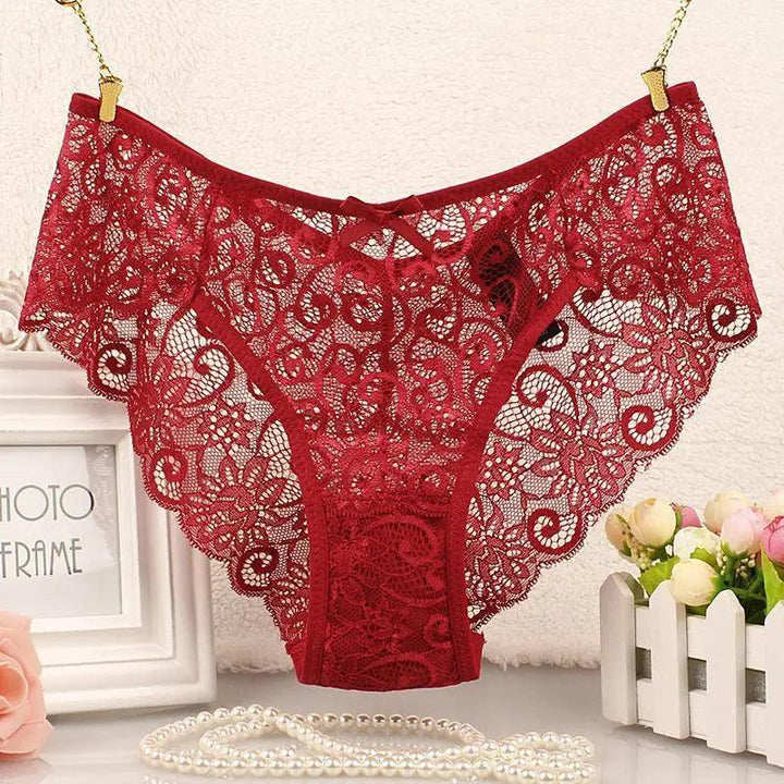 5PCS Sexy Bow transparent lace Thongs - Red - Mishastyle