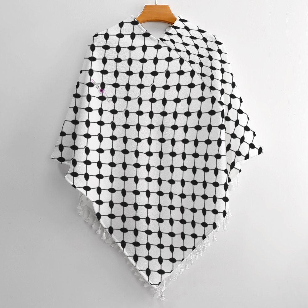 Palestinian keffiyeh Knitted Cloaks with Tassel Cape