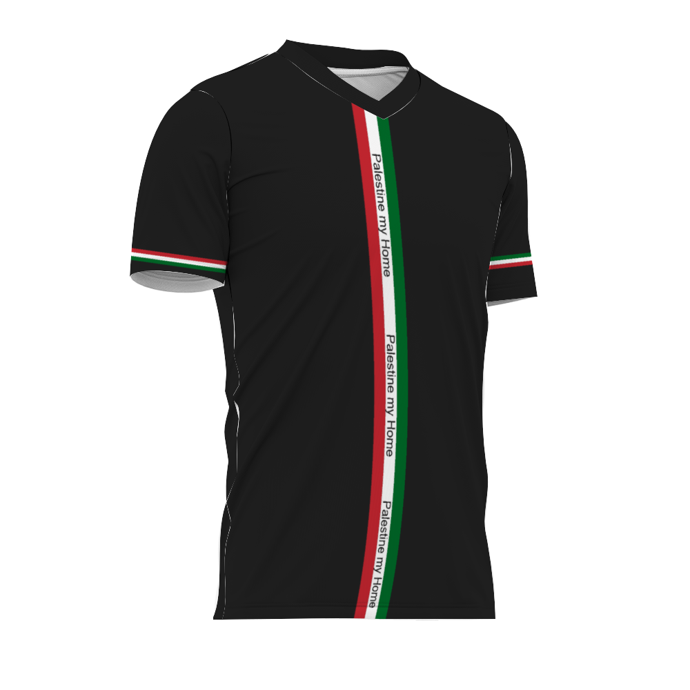 V-Neck Short Sleeved Soccer Jersey -  Free Palestine