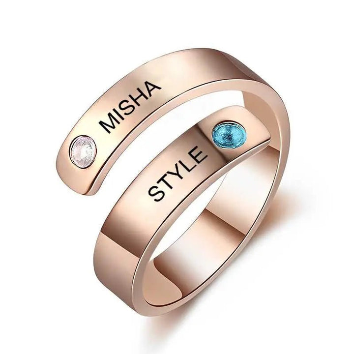925 Silver Rhinestone Ring Anniversary Gift - Rose Gold - Mishastyle