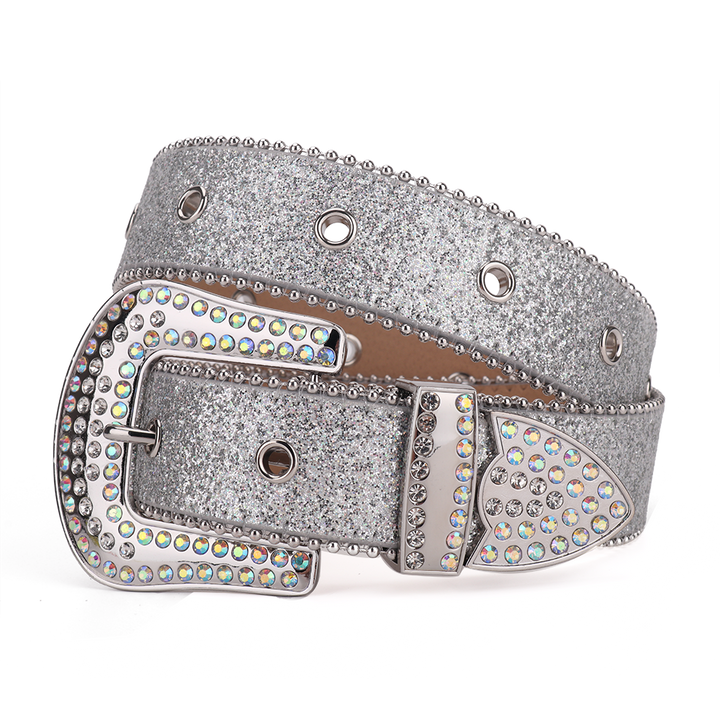 Luxury Studded Strap Diamond Belt - Silver
