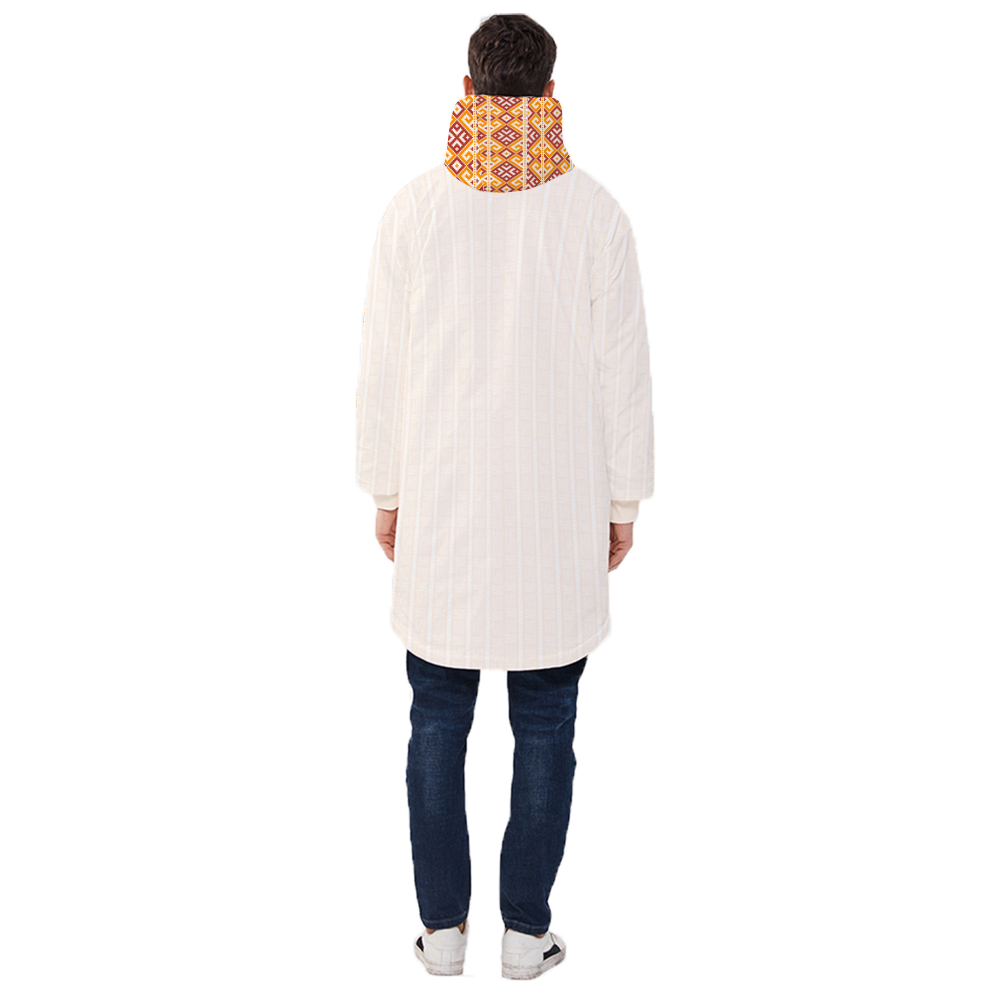 Palestinian Print Embroidery Long Zip Hooded Jackets - Beige