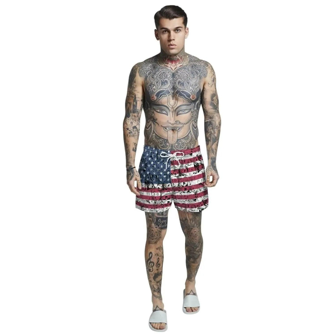 American Flag Men Fitness Shorts - Mishastyle