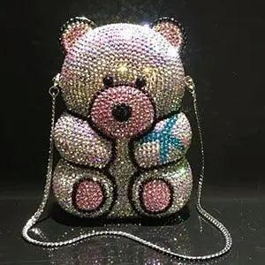 Bear Crystal Evening Party Shoulder Bag - Mishastyle