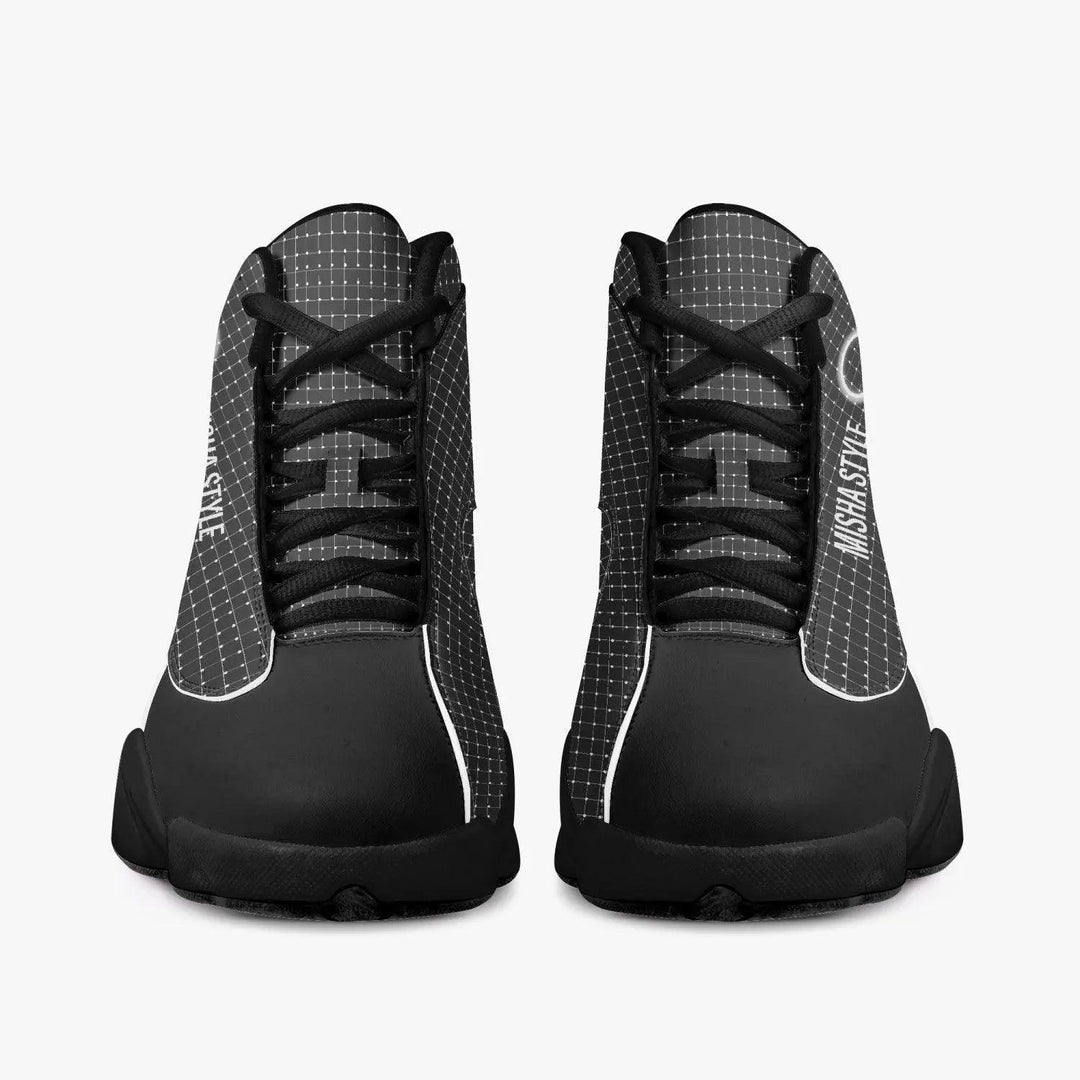 Black Sole High-Top Leather Basketball Sneakers - lady - Mishastyle