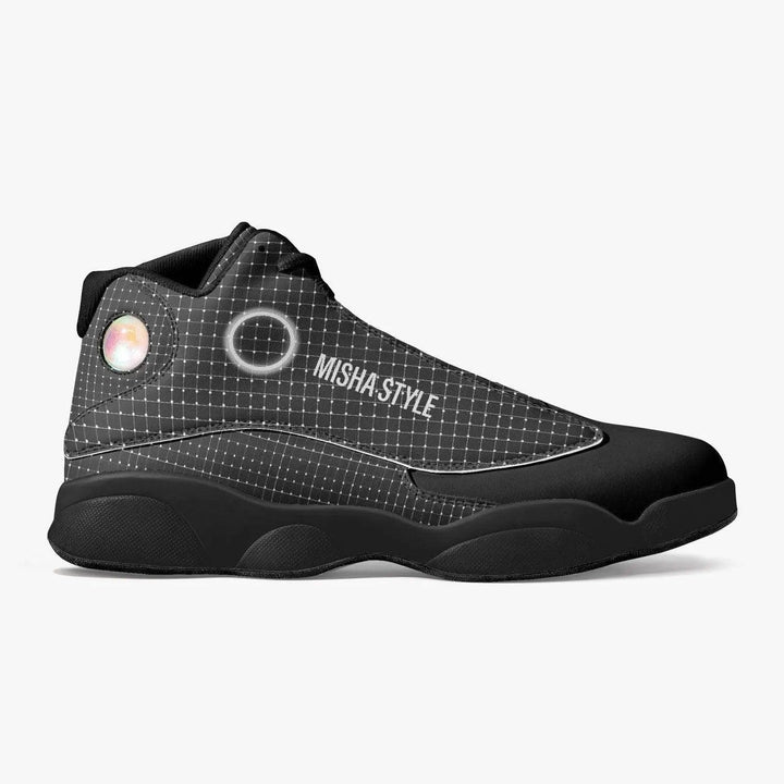 Black Sole High-Top Leather Basketball Sneakers - Men - Mishastyle